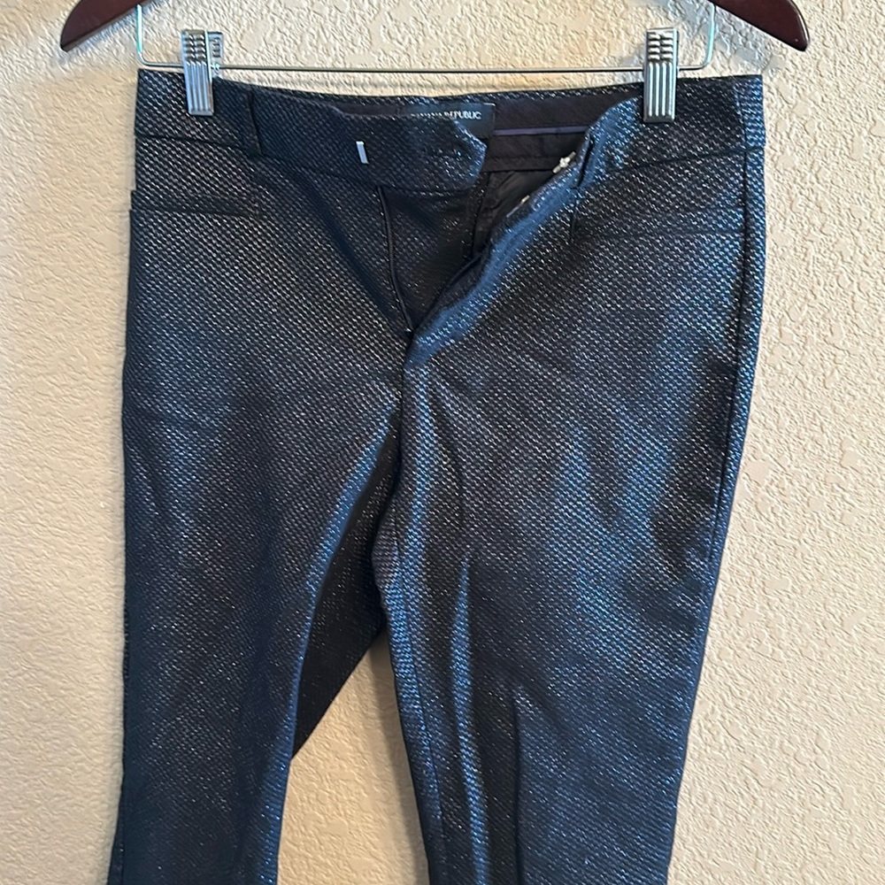 Banana Republic size 0 blue/black summer sheen pant Sloan Curvy Fit